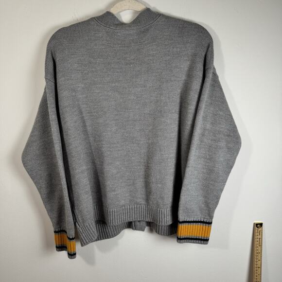 TOMMY HILFIGER Y2K Men’s Cable Knit Button Cardigan Sweater Gray XL Crest Logo - Picture 2 of 9